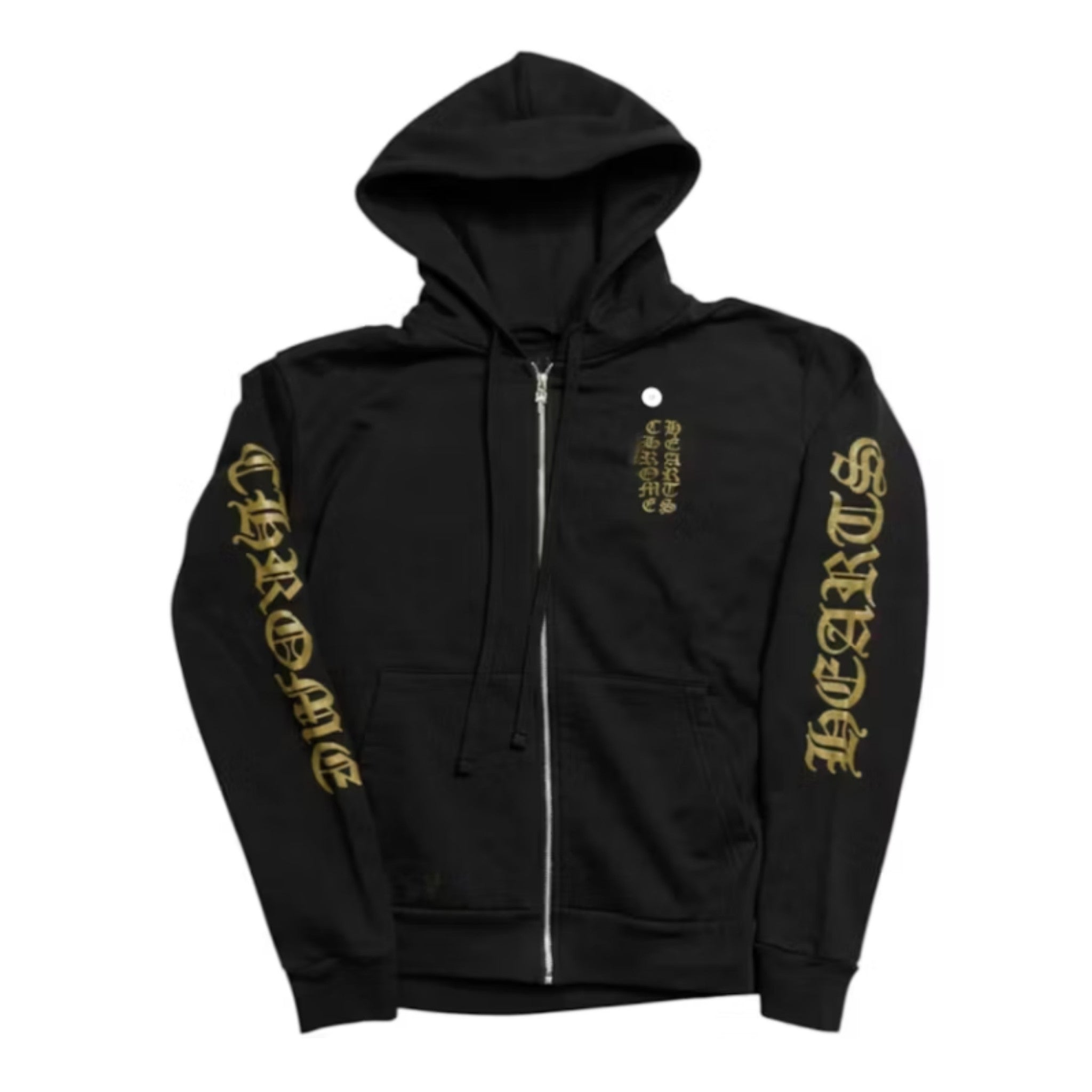 Chrome Hearts Vertical Logo Zip Up Hoodie Olive