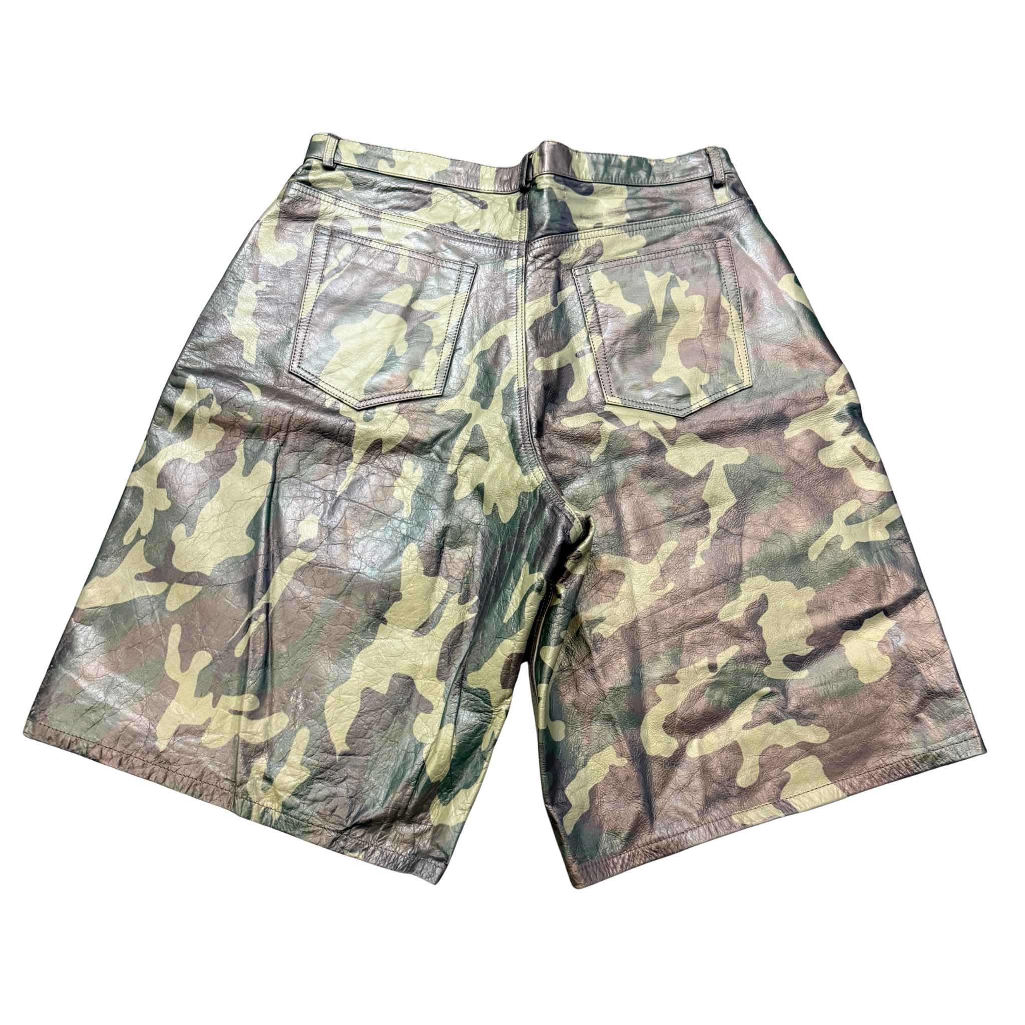Pre-Owned GV Gallery Camo Leather DBL Knee Shorts