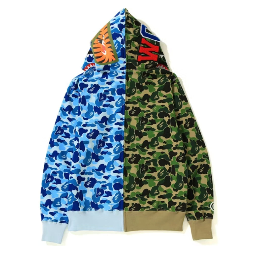 Bape Shark Zip Hoodie Green + Blue