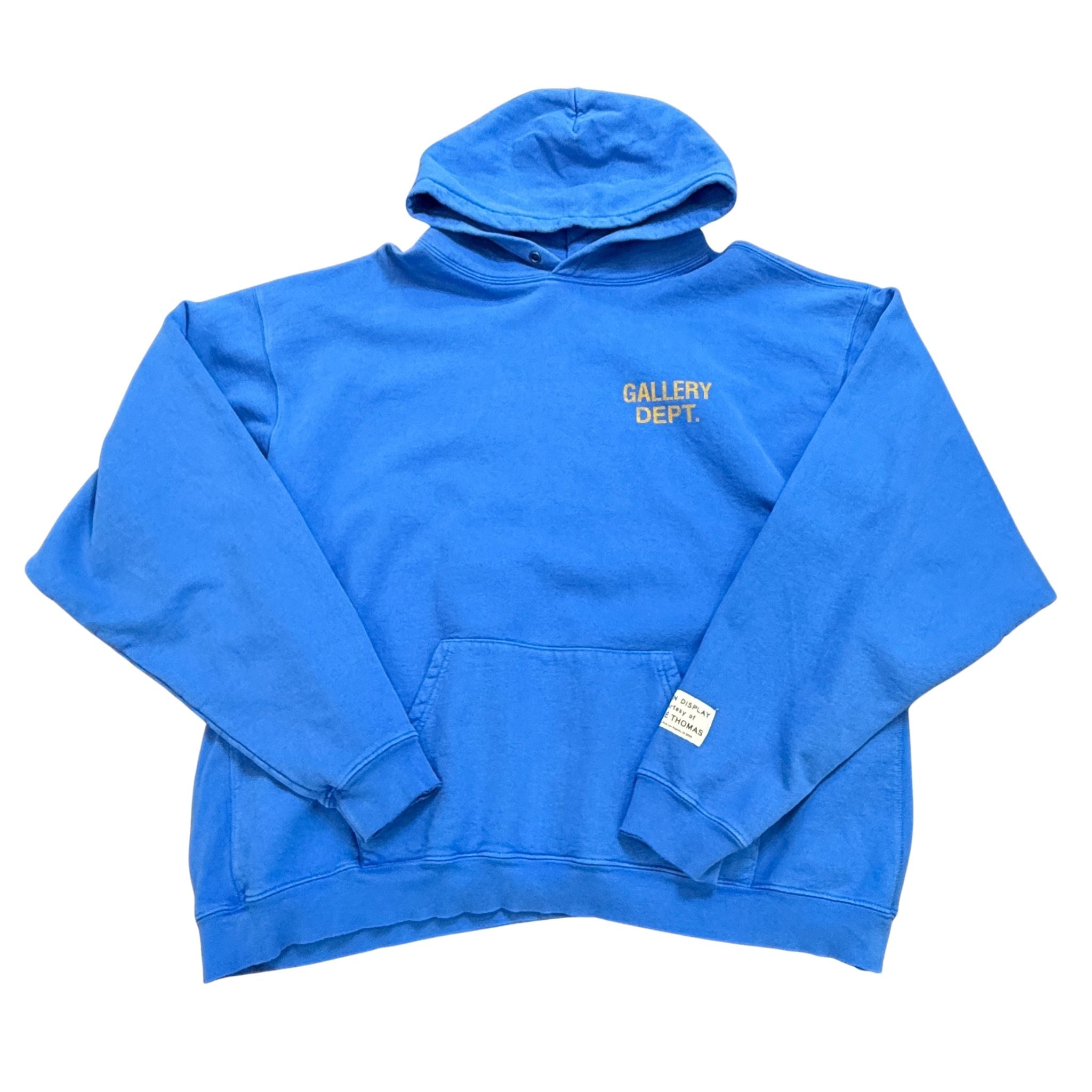 GALLERY DEPT.90's Oversized Logo-Print Cotton-Jersey Hoodie Blue