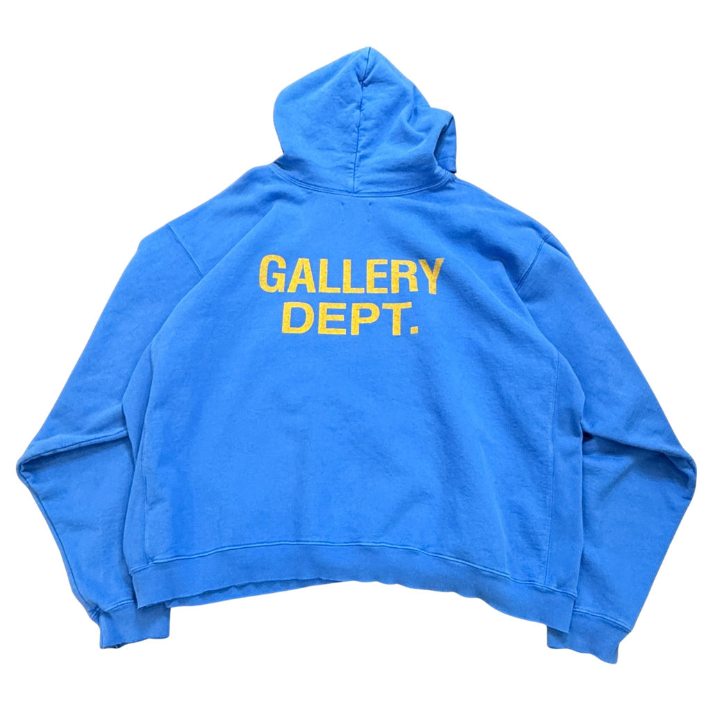 GALLERY DEPT.90's Oversized Logo-Print Cotton-Jersey Hoodie Blue