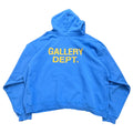 GALLERY DEPT.90's Oversized Logo-Print Cotton-Jersey Hoodie Blue