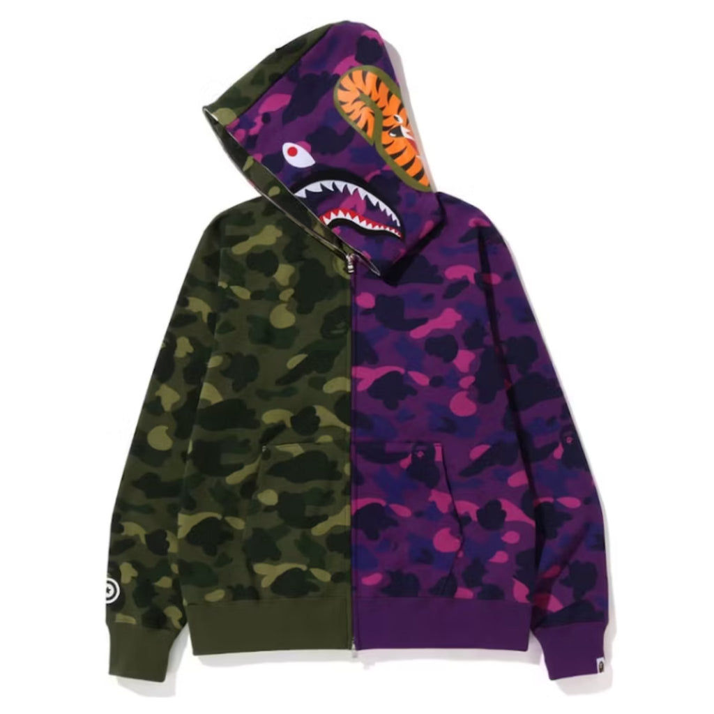 Bape Camo Shark Hoodie Green + Purple