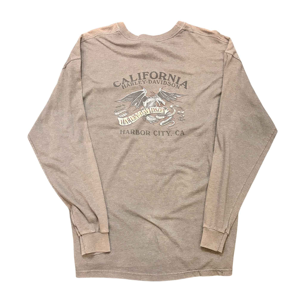 (FINAL SALE) VINTAGE Harley Davidson Grey Skull L/S Tee