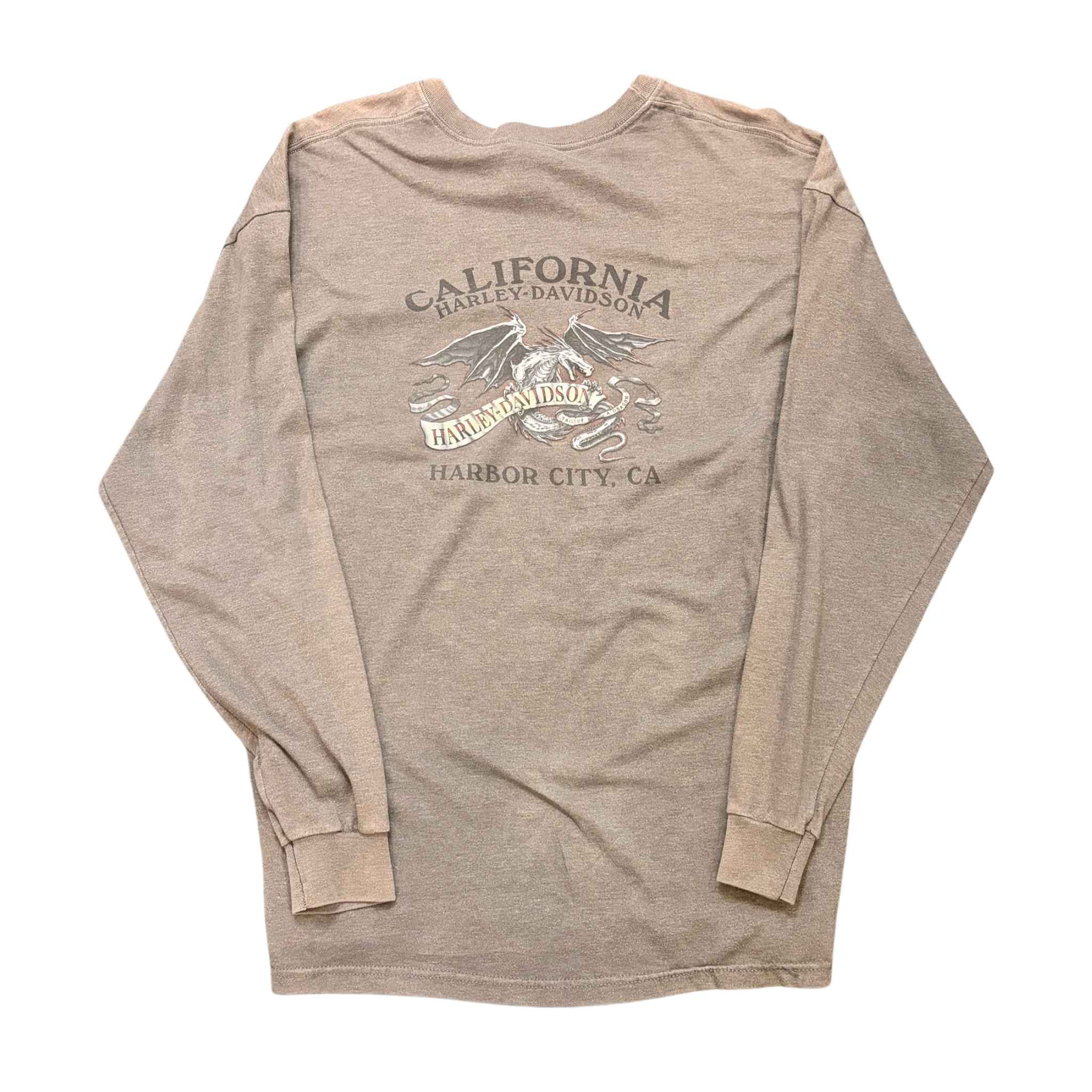 (FINAL SALE) VINTAGE Harley Davidson Grey Skull L/S Tee