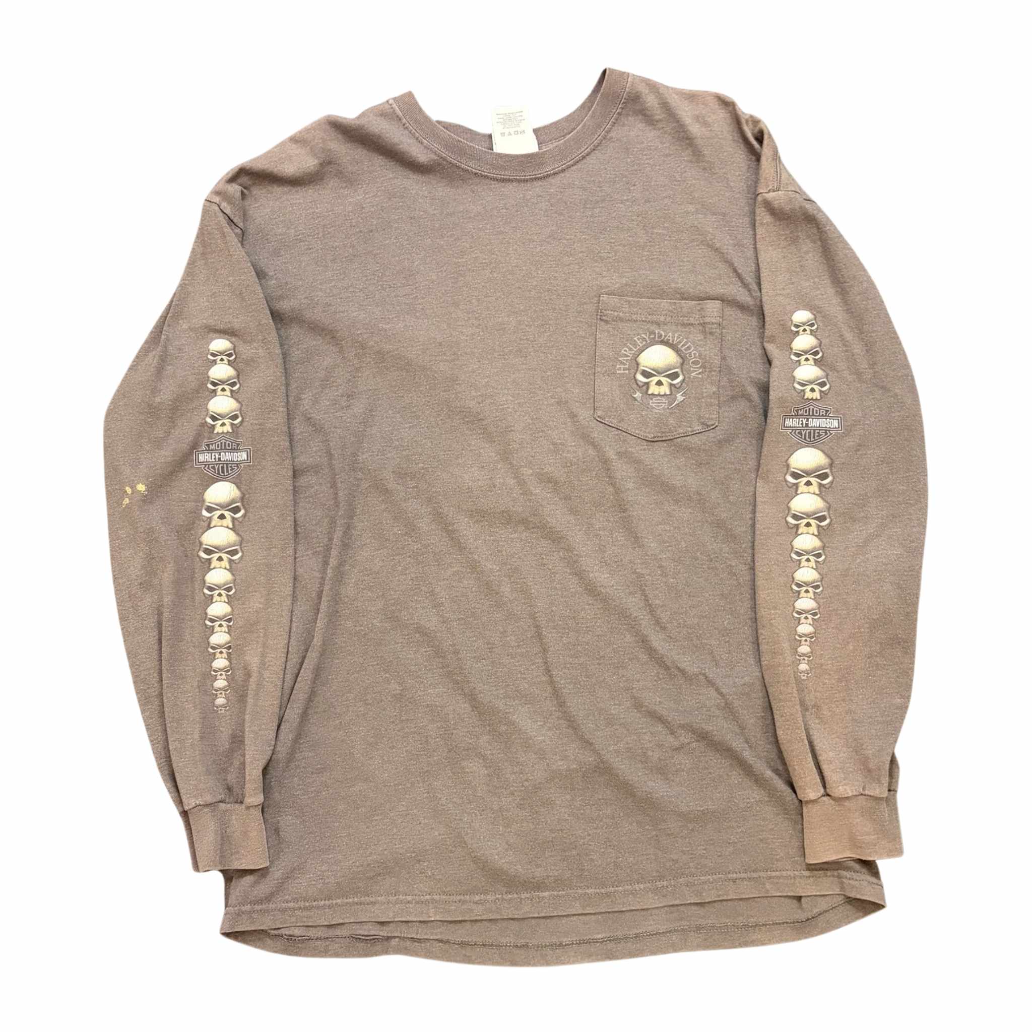 (FINAL SALE) VINTAGE Harley Davidson Grey Skull L/S Tee