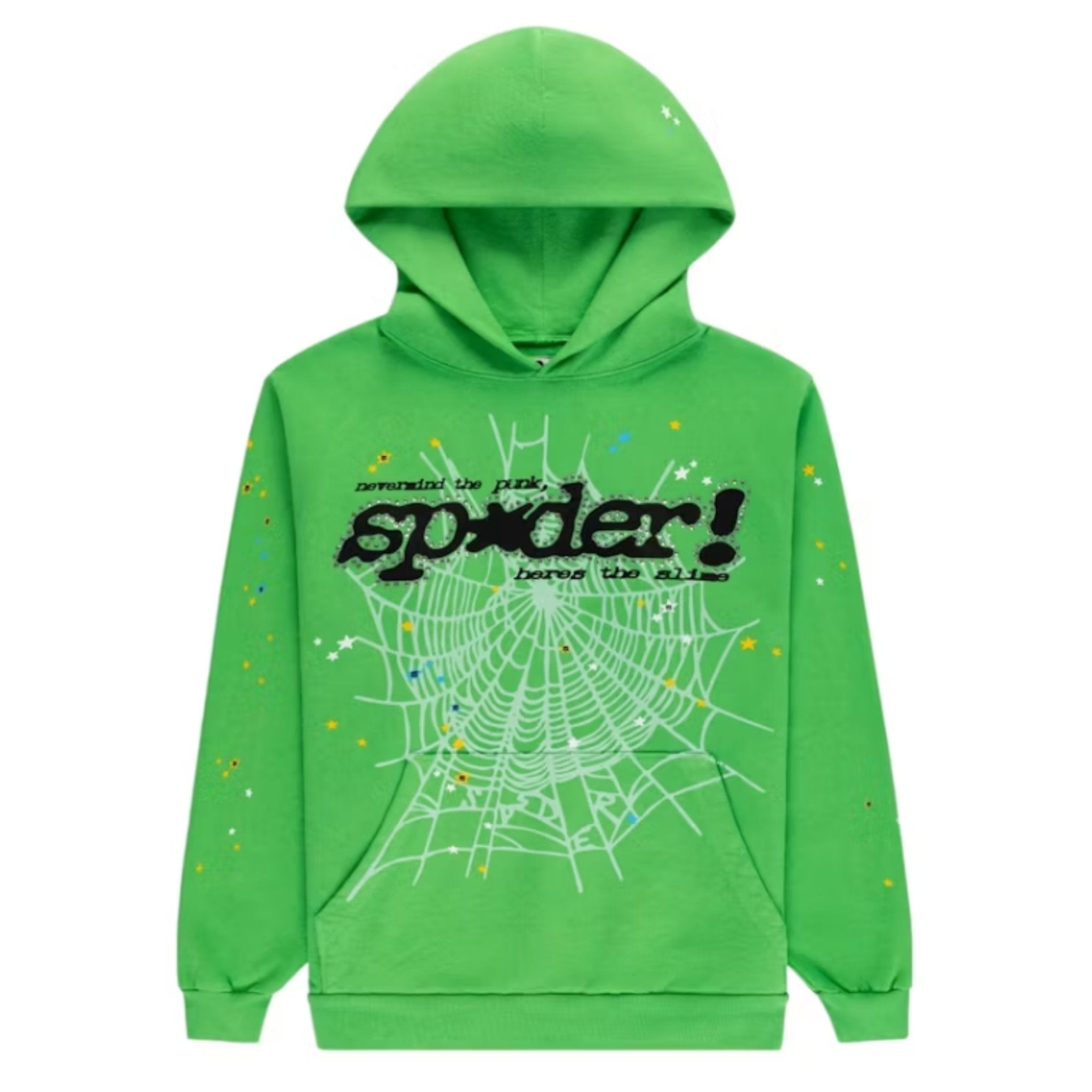 SP5DER Rhinestone Punk v2 Hoodie Lime